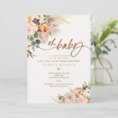 Invitation Boho Pampas Citrouille Baby shower en herbe Terrac (Debout devant)