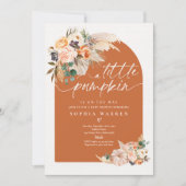 Invitation Boho Pampas Citrouille Baby shower  Grass Burnt Or (Devant)