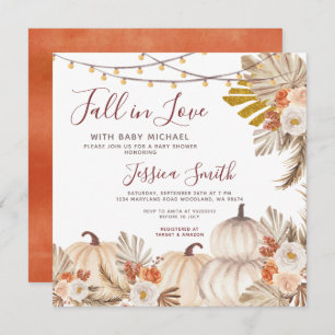 Invitation Boho Pampas Citrouille en herbe chute en Baby show
