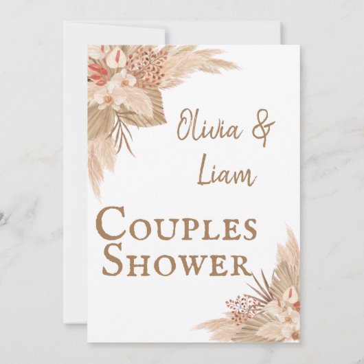 Invitation Boho Pampas Couples en laiton douche (Dos)