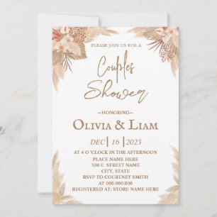 Invitation Boho Pampas Couples en laiton douche