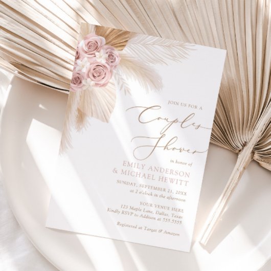 Invitation Boho Pampas Couples en laiton douche