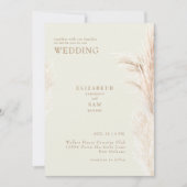 Invitation Boho Pampas Cream avec Mariage (Devant)