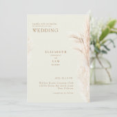 Invitation Boho Pampas Cream avec Mariage (Debout devant)