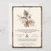 Invitation Boho Pampas Croix de bois tout en un Mariage catho (Devant)
