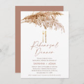 Invitation Boho Pampas Cutlery Dîner de répétition (Devant / Derrière)