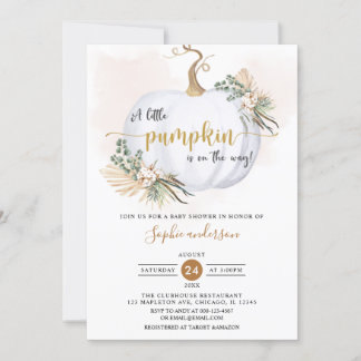 Invitation Boho Pampas de automne Petit Baby shower Citrouill