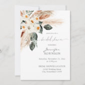 Invitation Boho Pampas en cuivre & Beige Floral 3 Fêtes des m (Devant)