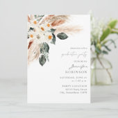 Invitation Boho Pampas en cuivre & Beige Floral Graduation Pa (Debout devant)