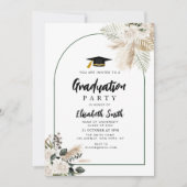 Invitation boho pampas et fête de graduation verdure (Devant)