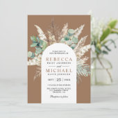 Invitation Boho Pampas Eucalyptus Arch Beige Tan Wedding (Debout devant)