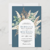 Invitation Boho Pampas Eucalyptus Arch Dusty Blue Wedding (Devant)