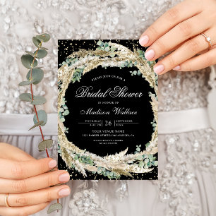 Invitation Boho Pampas Eucalyptus Wreath Fête des mariées noi