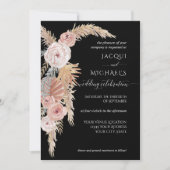 Invitation BOHO Pampas Feuillage de laiton Noir Blush Brown F (Devant)