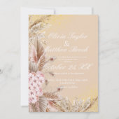 Invitation Boho Pampas Fleurs de laiton Dusty Mariage doré (Devant)