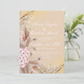 Invitation Boho Pampas Fleurs de laiton Dusty Mariage doré (Debout devant)