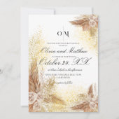 Invitation Boho Pampas Fleurs Grass Mariage de script (Devant)