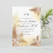 Invitation Boho Pampas Fleurs Grass Mariage de script (Debout devant)