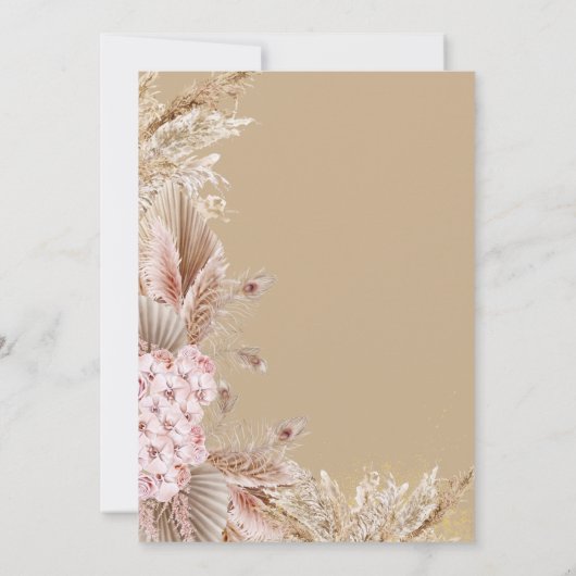 Invitation Boho Pampas Fleurs Mariage en herbe (Dos)