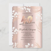 Invitation Boho Pampas Fleurs Rose Or 40e anniversaire (Devant)