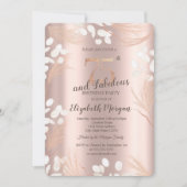 Invitation Boho Pampas Fleurs Rose Or 75e anniversaire (Devant)