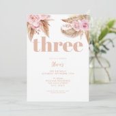 Invitation Boho Pampas Floral 3e anniversaire (Debout devant)