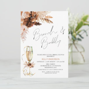 Invitation Boho Pampas Floral Brunch Fête des mariées Bubbly