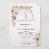 Invitation Boho pampas floral Spanish wedding  (Devant / Derrière)