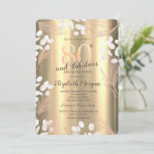 Invitation Boho Pampas Flowers Gold 80th Birthday  (Debout devant)