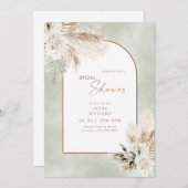 Invitation Boho Pampas Gold Sage Bride (Devant / Derrière)