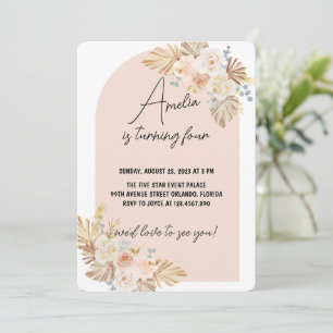 Invitation Boho Pampas Grass Anniversaire