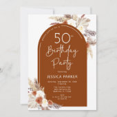 Invitation Boho Pampas Grass Arch Terracotta 50e anniversaire (Devant)