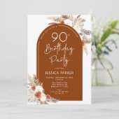 Invitation Boho Pampas Grass Arch Terracotta 90e anniversaire (Debout devant)