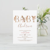 Invitation Boho Pampas Grass Baby Girl Nom Baby shower (Debout devant)