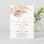 Invitation Boho Pampas Grass Baby In Bloom Baby shower Invita (Debout devant)