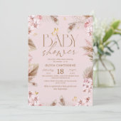 Invitation  Boho Pampas Grass Baby Shower (Debout devant)