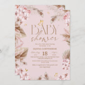 Invitation  Boho Pampas Grass Baby Shower (Devant / Derrière)