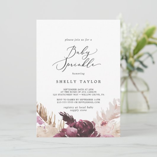 Invitation Boho Pampas Grass Baby Sprinkl (Debout devant)