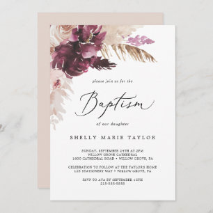 Invitation Boho Pampas Grass Baptême