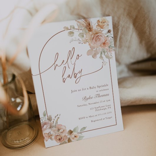 Invitation Boho Pampas Grass Bébé Arc de saupoudrage