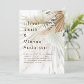 Invitation BOHO Pampas Grass Beige Vert Mariage en terre cuit (Debout devant)