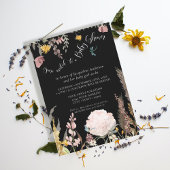 Invitation BOHO Pampas Grass Black Moody Floral Papillon