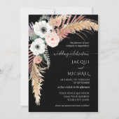 Invitation Boho Pampas Grass Blanc Blush Floral Palm Folim Fo (Devant)
