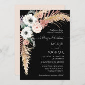 Invitation Boho Pampas Grass Blanc Blush Floral Palm Folim Fo (Devant / Derrière)