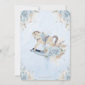 Invitation Boho Pampas Grass bleu Floral Rocking Horse Baby (Dos)