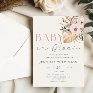 Invitation Boho Pampas Grass Blush Baby dans le Baby shower e