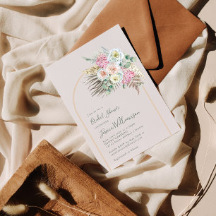 Invitation Boho Pampas Grass Blush Floral Arch Fête des marié