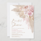 Invitation Boho Pampas Grass Blush Floral Fête des mariées (Devant)