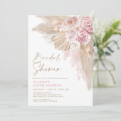 Invitation Boho Pampas Grass Blush Floral Fête des mariées (Debout devant)