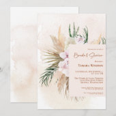 Invitation Boho Pampas Grass Blush Floral Fête des mariées In (Devant / Derrière)